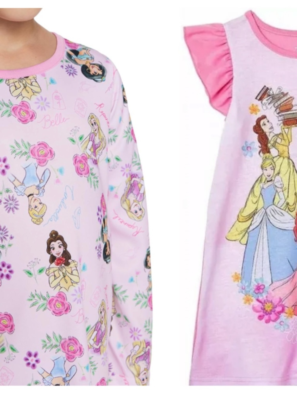 TWO PACK: Disney Girls' Pink and Purple Princess Night Gowns